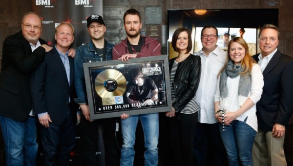 Pictured (L-R): EMI Nashville’s Mike Dungan, Sony/ATV’s Troy Tomlinson, BMI songwriters Luke Laird and Eric Church, Creative Nation’s Beth Laird, Universal Publishing Kent Earls, Little Louder Music’s Whitney Parker, BMI’s Jody Williams. (Photo: BMI)