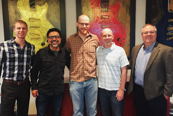 Pictured L-R: Nathan J. Drake, Dickinson Wright PLLC; Alex Torrez, Torrez Music Group; Andy Wills; Terry Wakefield, Sony ATV Music Publishing; Derek Crownover, Dickinson Wright PLLC